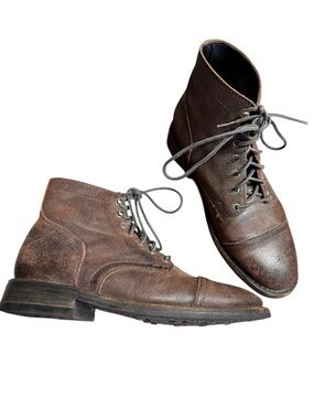 Thursday Boot Company Captain Boots Size 9 Brown Rugged Leather Cap Toe Lace Up
